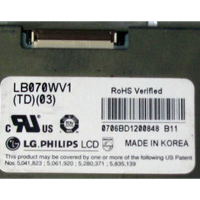 LB070WV1-TD03 7.0 ইঞ্চি এলসিডি স্ক্রিন ডিসপ্লে 800 * 480 এলসিডি প্যানেল মডিউল