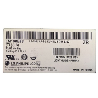 LM190E08-TLL3 19.0 ইঞ্চি 1280*1024 এলসিডি মডিউল প্যানেল